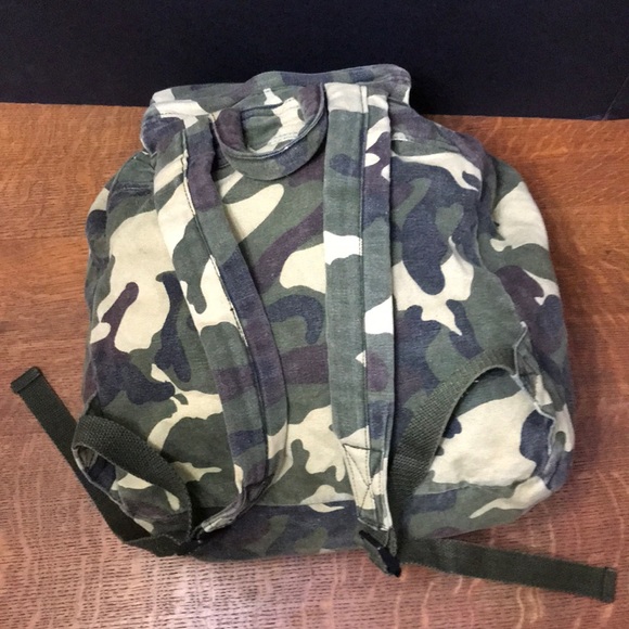 Camouflage Canvas Backpack Green - Picture 4 of 6